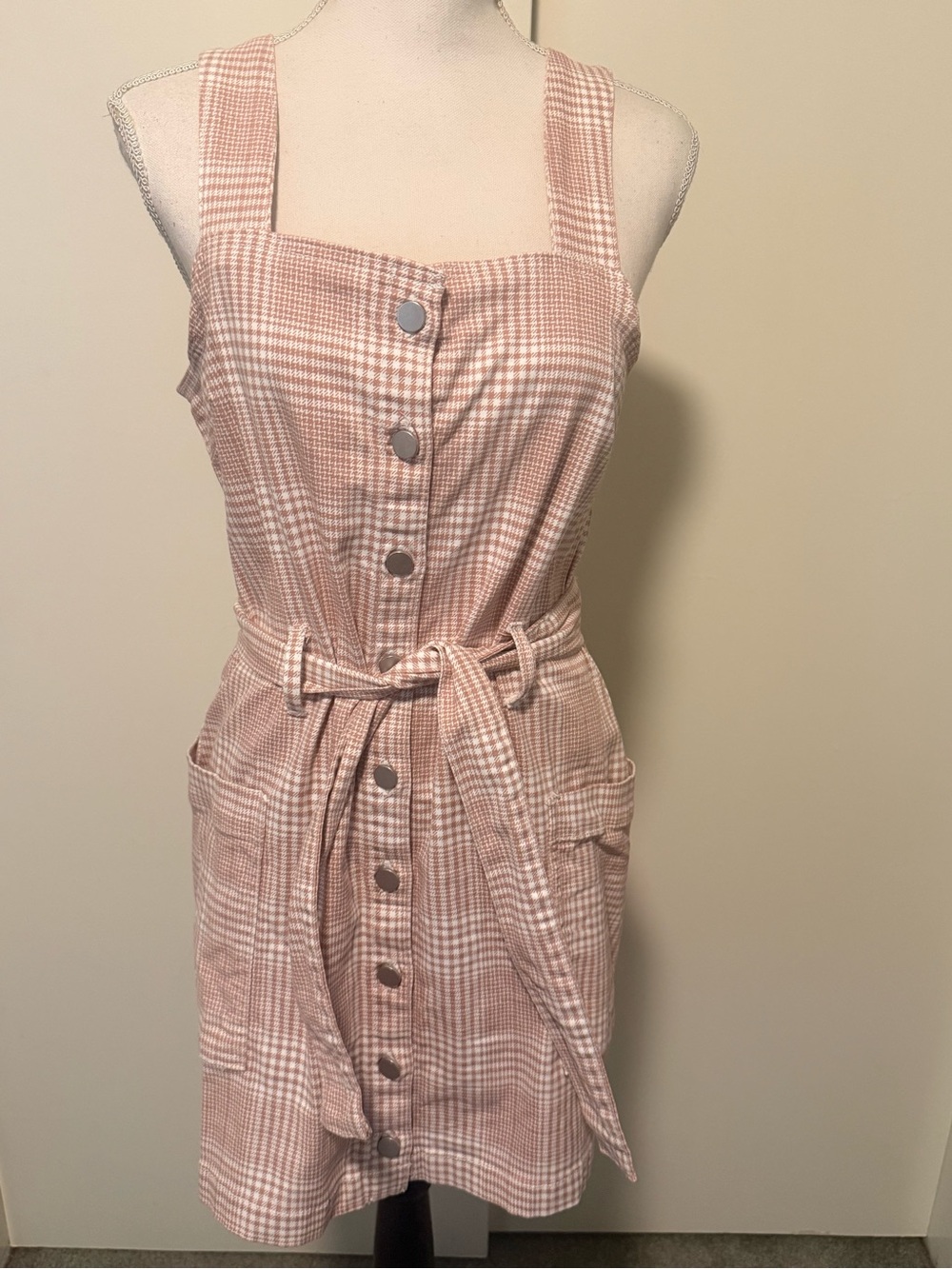 Pink plaid button up dress Size M